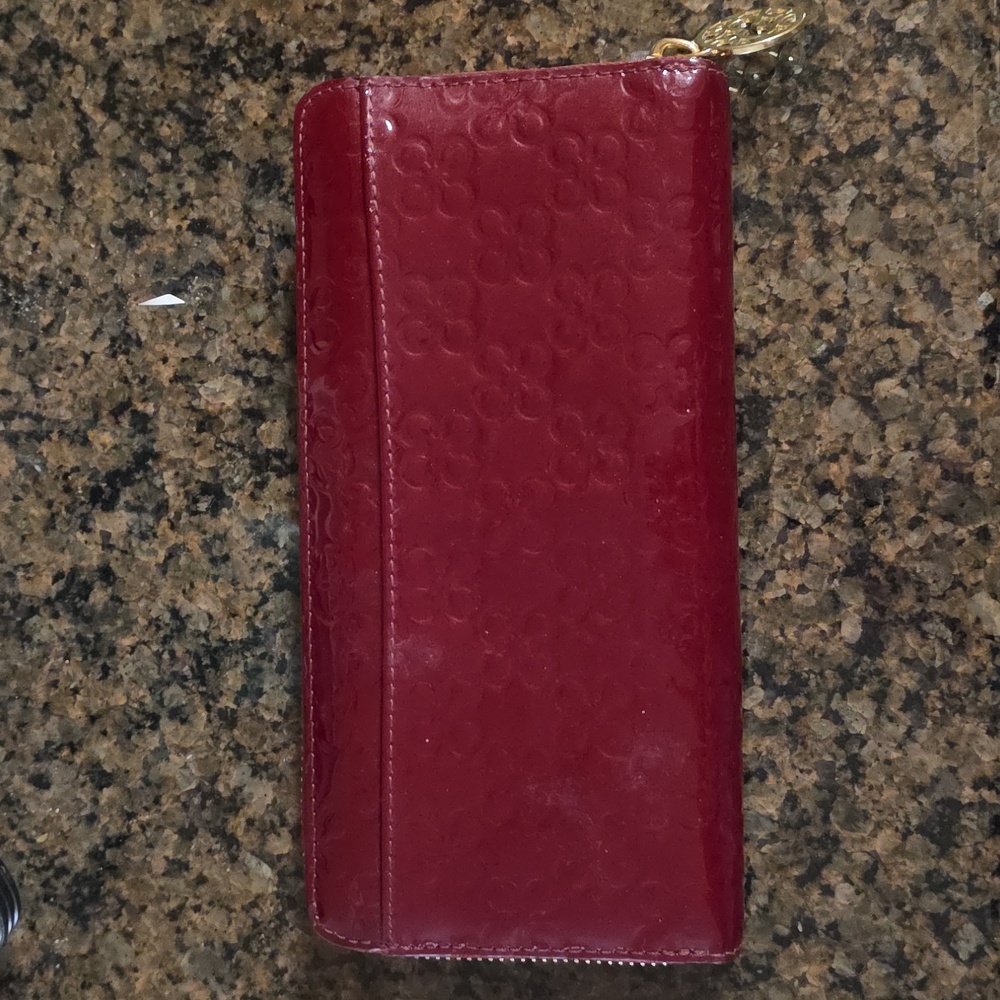 Red Oatent Leather Coach long wallet